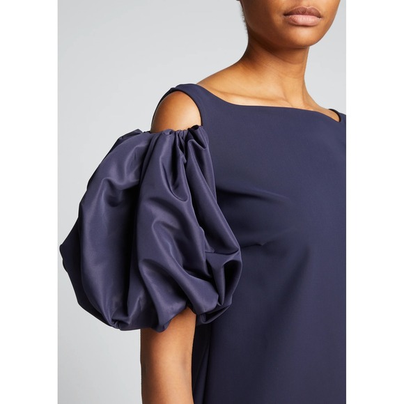 Chiara Boni La Petite Robe Navy Blue Cold Shoulder Puff Sleeve Dress IT 44 US 8 - Picture 2 of 7